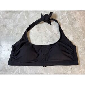 Xhilaration Black Ribbed‎ Halter Bikini Top Snap Front Plus Size 14W